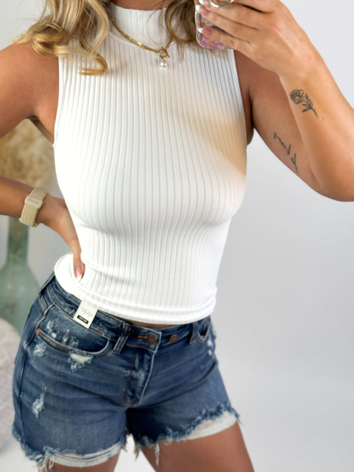 Pure Ease Ribbed Mock Neck