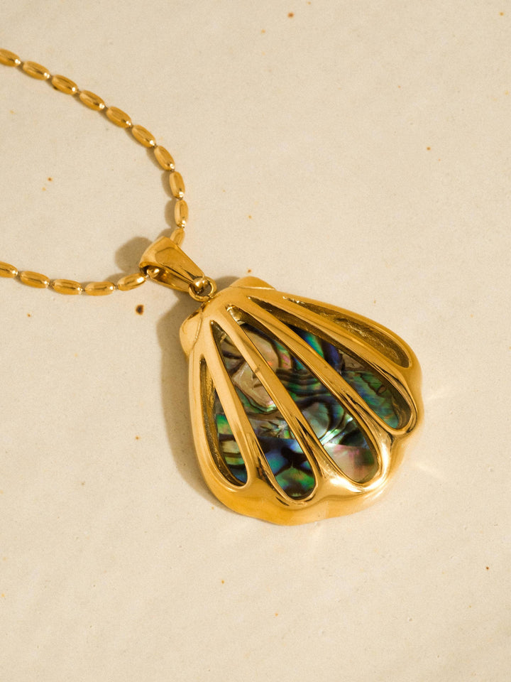 Cydnee 18K Gold Non-Tarnish Abalone Shell Necklace: Multi-Colored