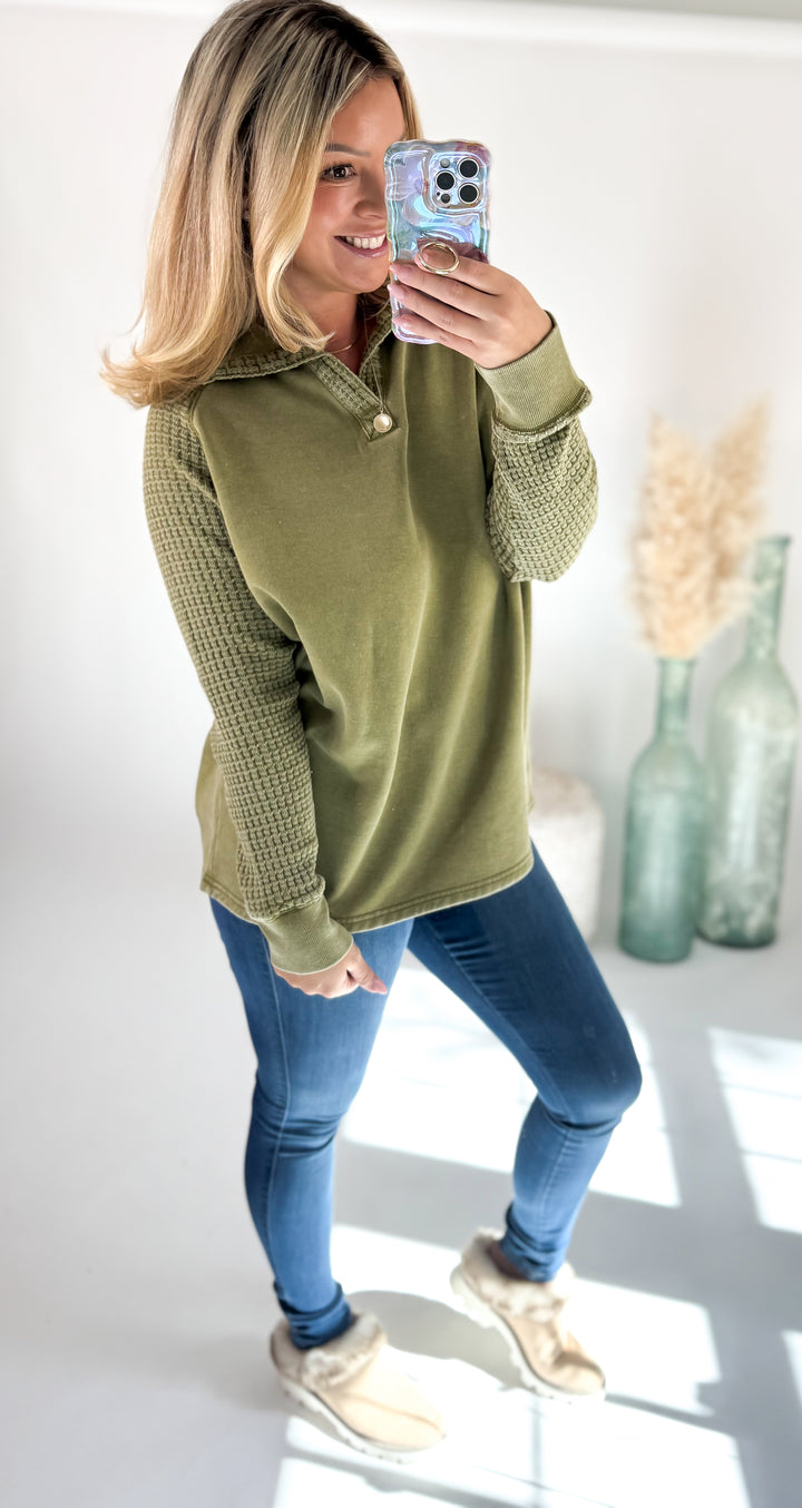 Olive Lane Waffle Henley