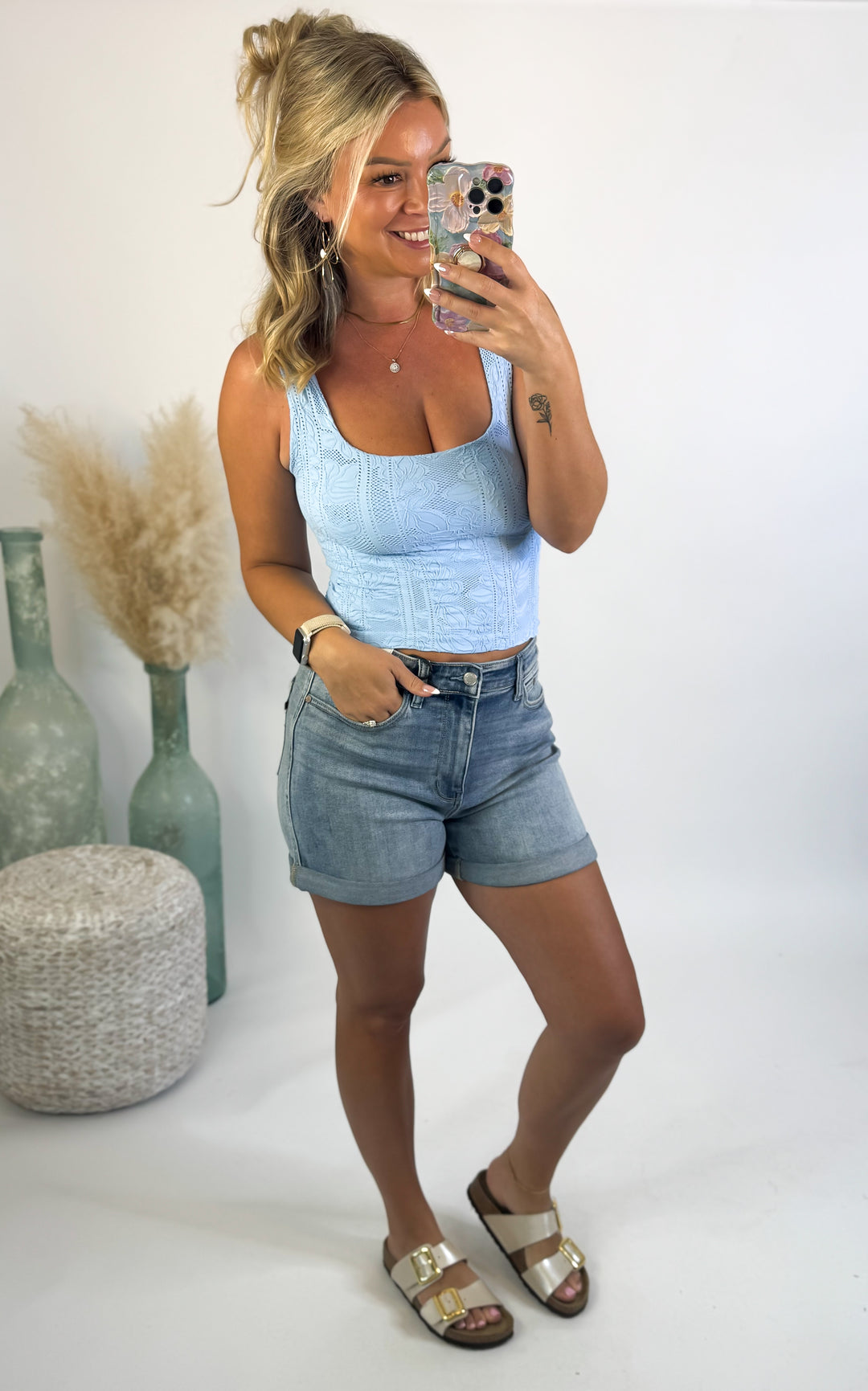 Judy Blue High Waist Slim Shorts w/ Cell Phone Back Pocket