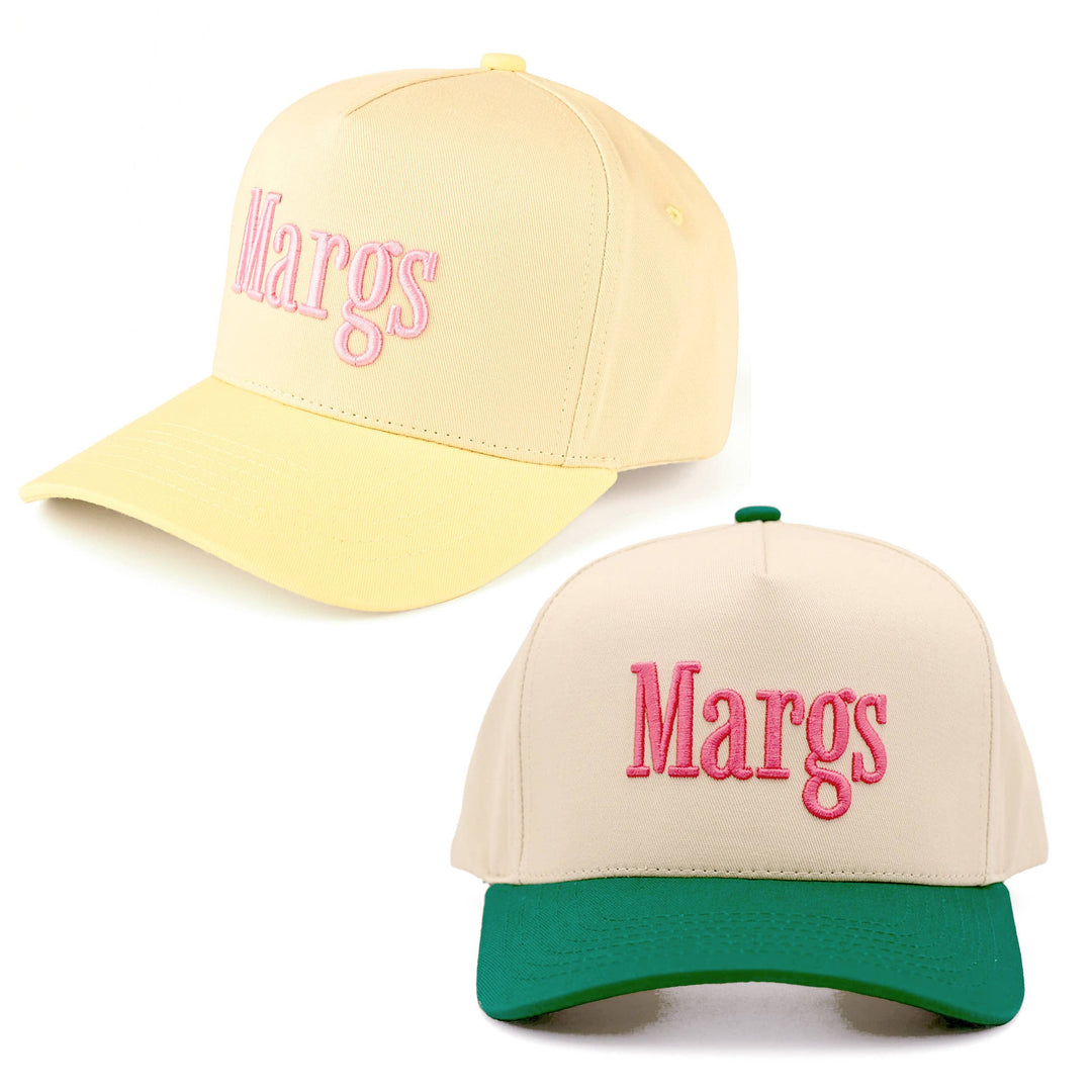 C.C MARGS Lettering Two Tone Trucker Baseball Snap Back Cap: Butter Yellow