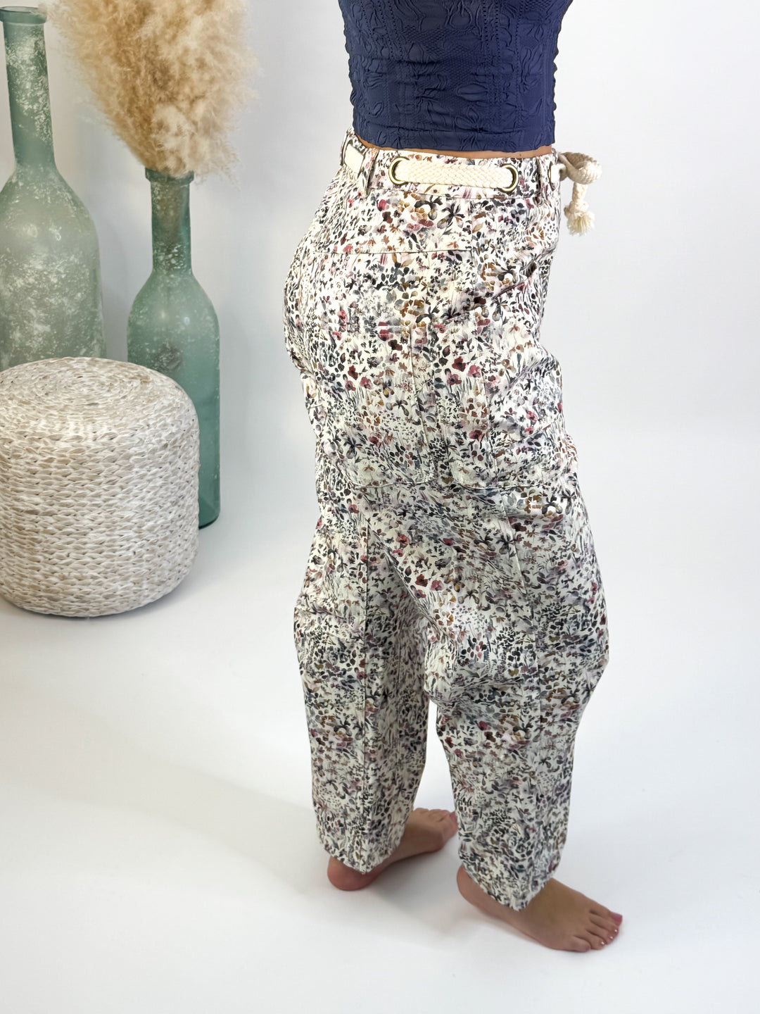Wild Flowers Pull-on Printed Rope String Pants