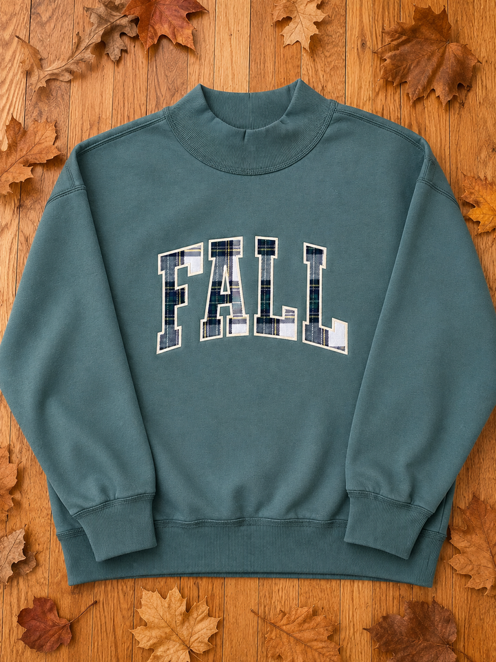 Plaid About Fall Embroidered Sweatshirt