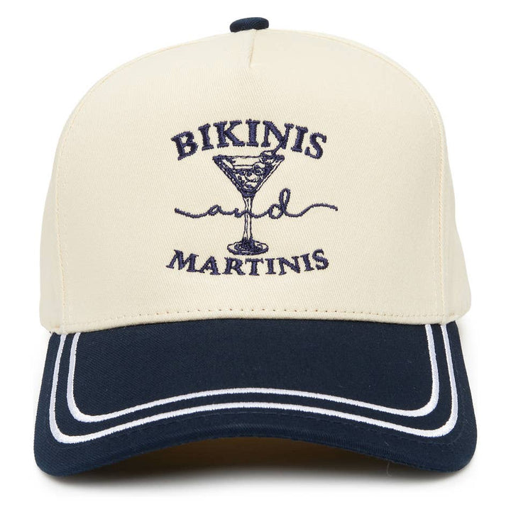 Embroidered Brim Trucker Hat - Bikinis and Martinis - Navy