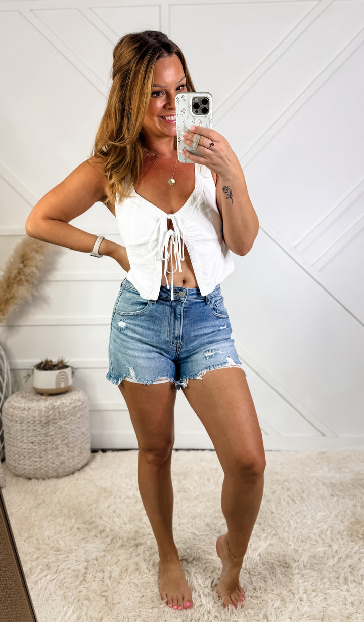 Danica High Rise Distressed Risen Shorts