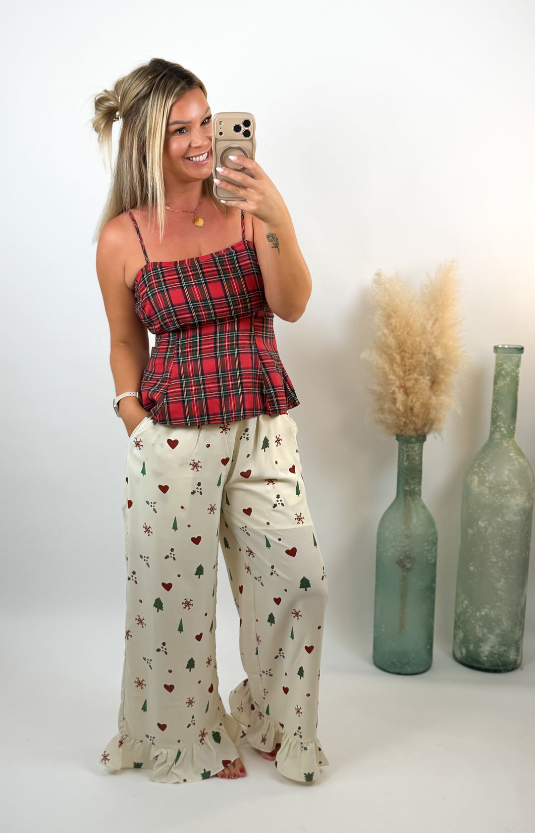 Holly Belle Plaid Peplum Top