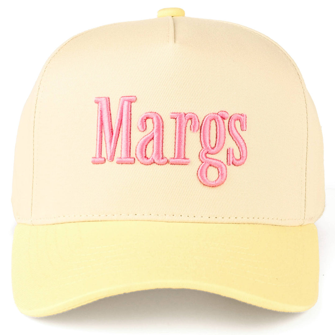 C.C MARGS Lettering Two Tone Trucker Baseball Snap Back Cap: Butter Yellow