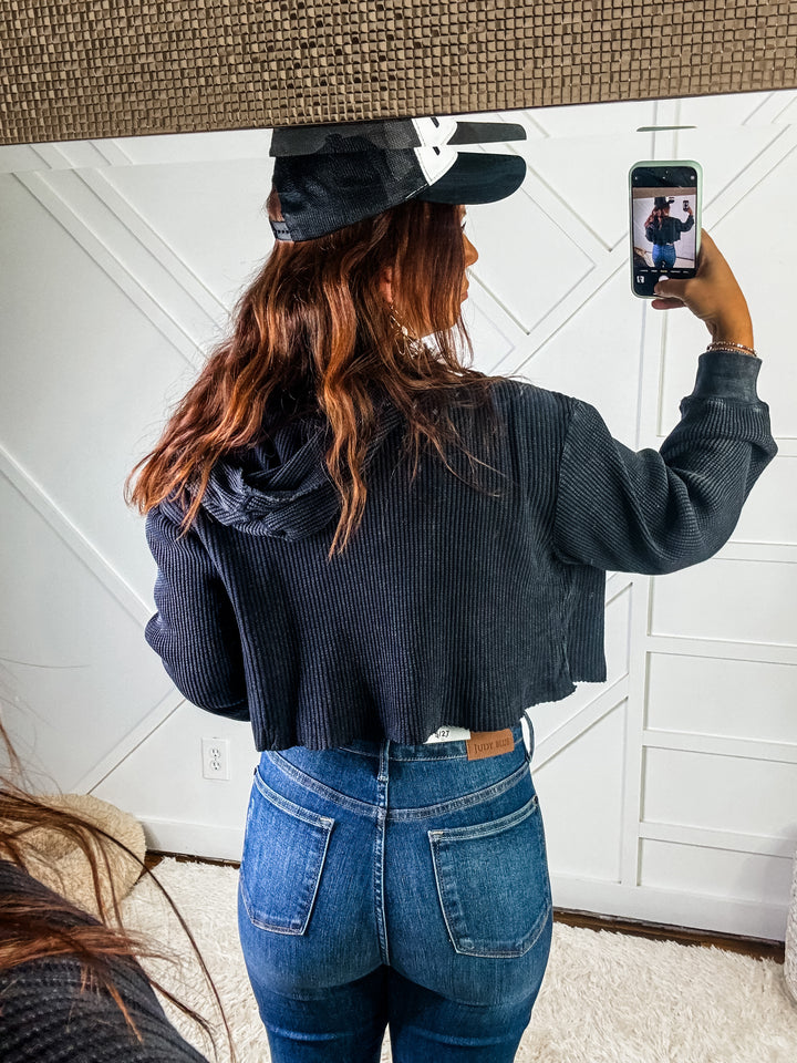 Lucie Zip Up Cropped Hoodie Jacket