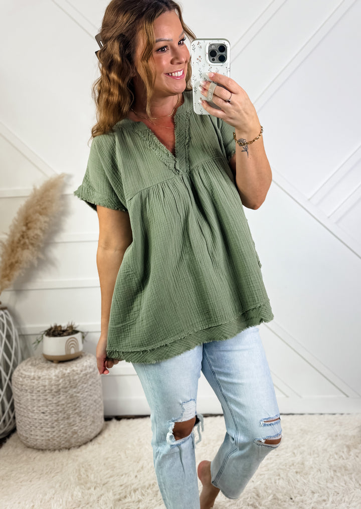 Jenna V Neck Shirt With Pockets