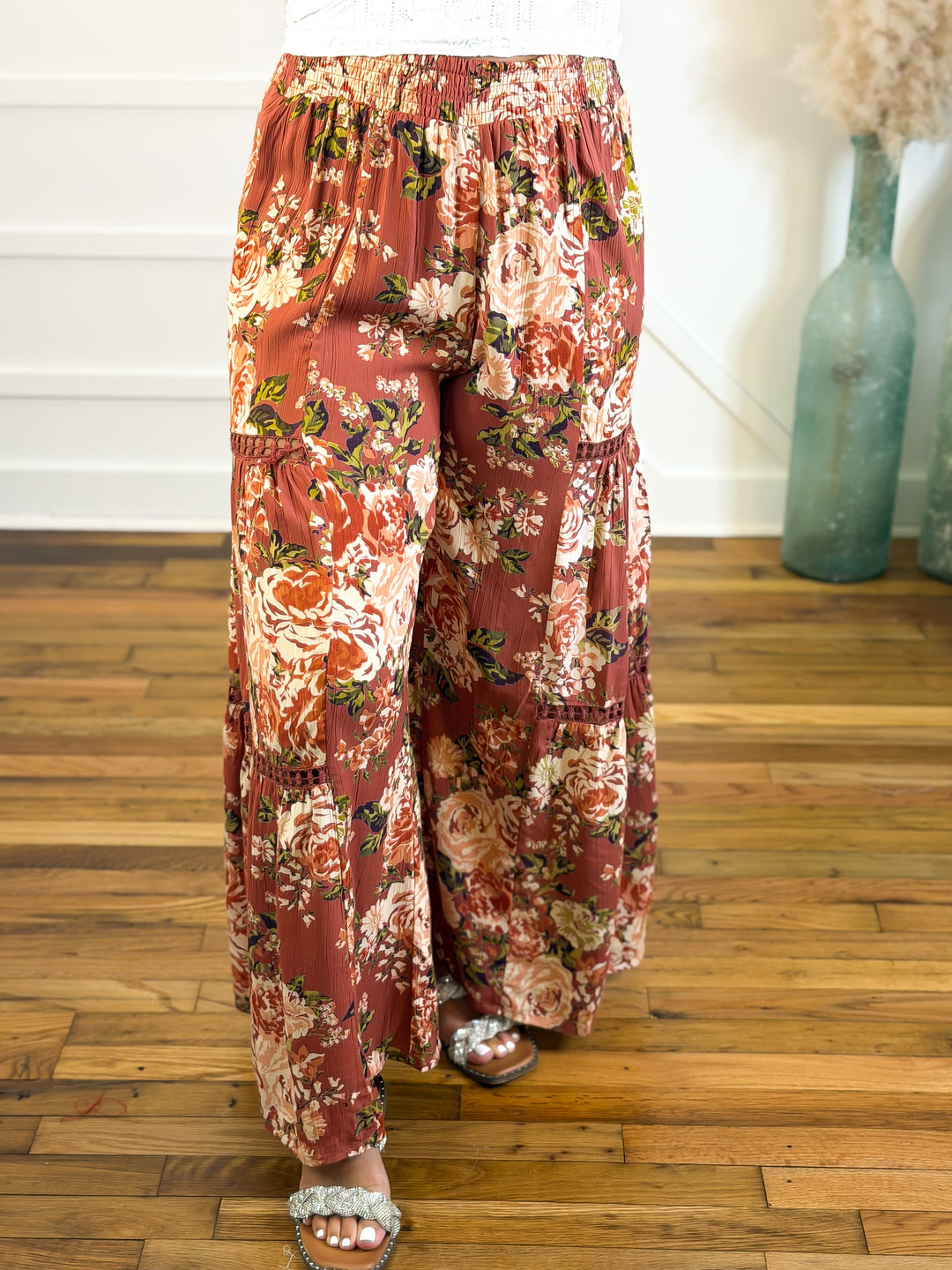 Autumn Romance Floral Palazzo Pants no