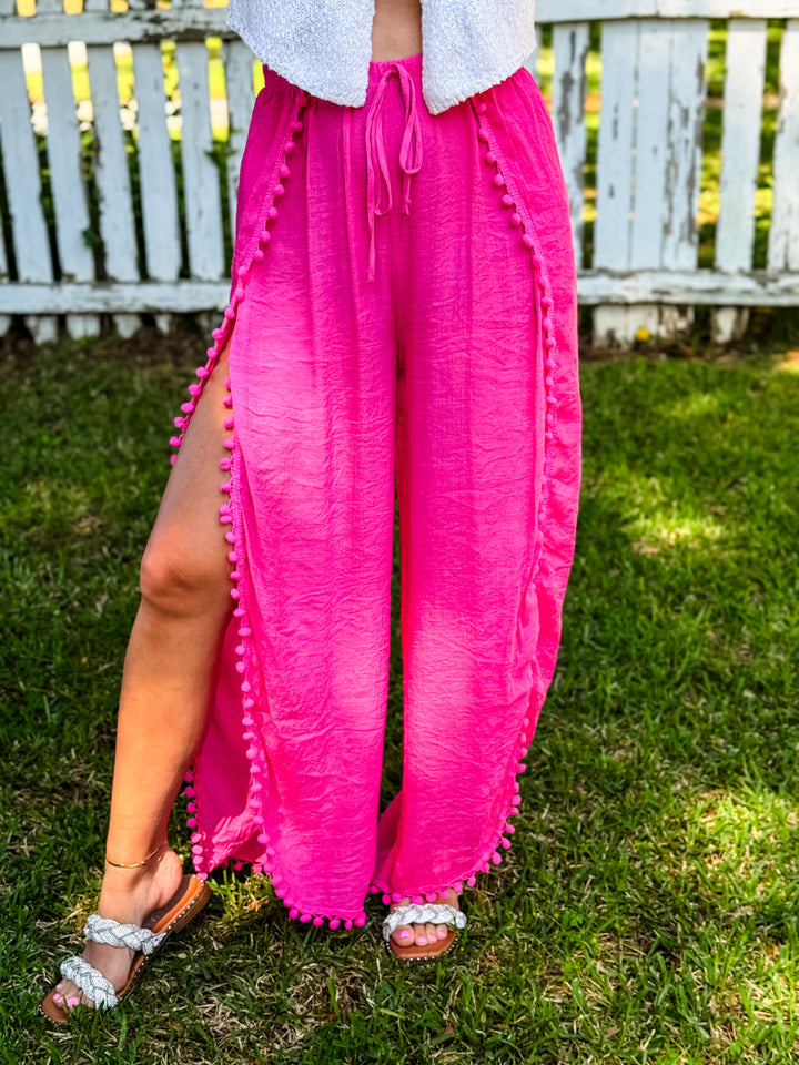 Flamingo Tulip Hem Flowy Pants