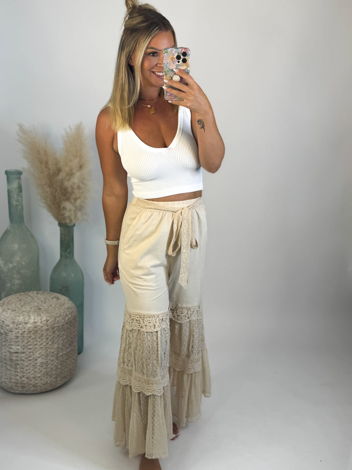 Desert Dream Tiered Lace Knit Pants