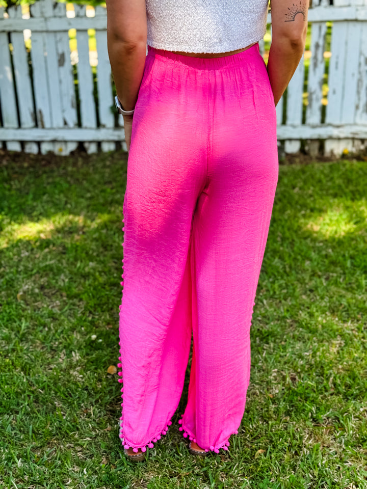 Flamingo Tulip Hem Flowy Pants
