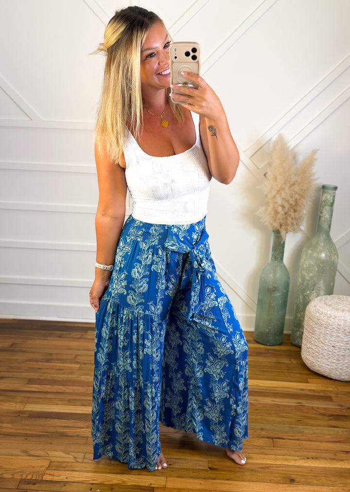 The Blue Skies Ahead Floral Palazzo Pants
