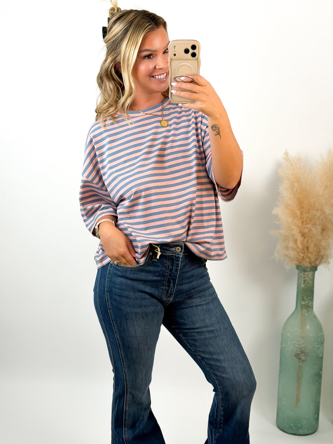 Sweet On Stripes Oversized Boyfriend Tee