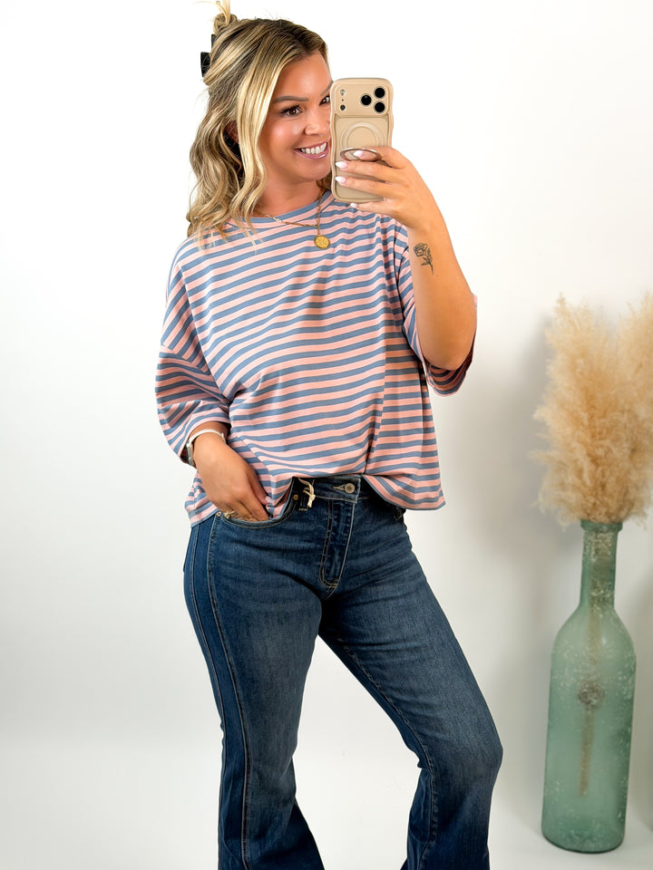 Sweet On Stripes Oversized Boyfriend Tee