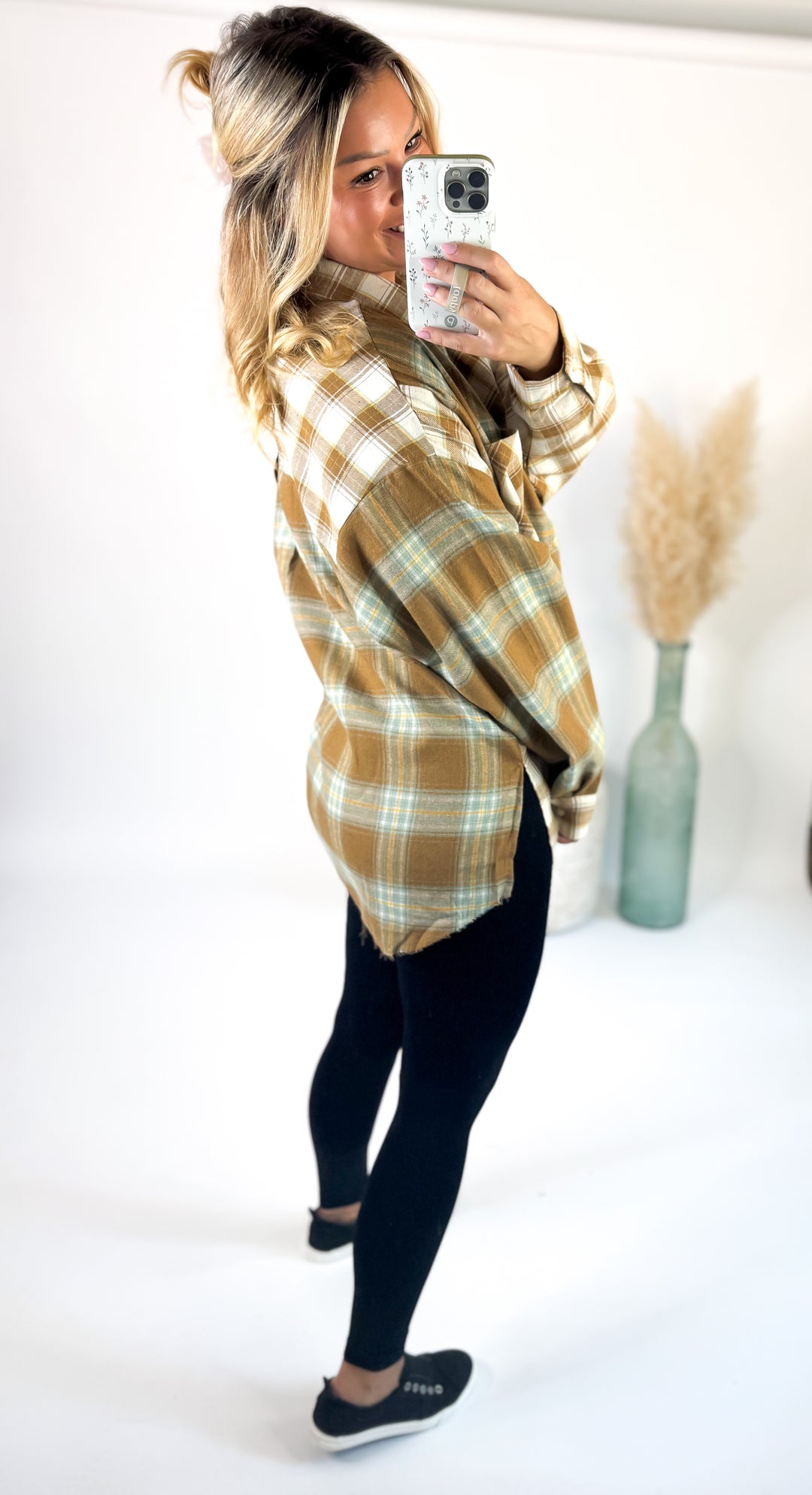 Golden Pines Plaid Button Up