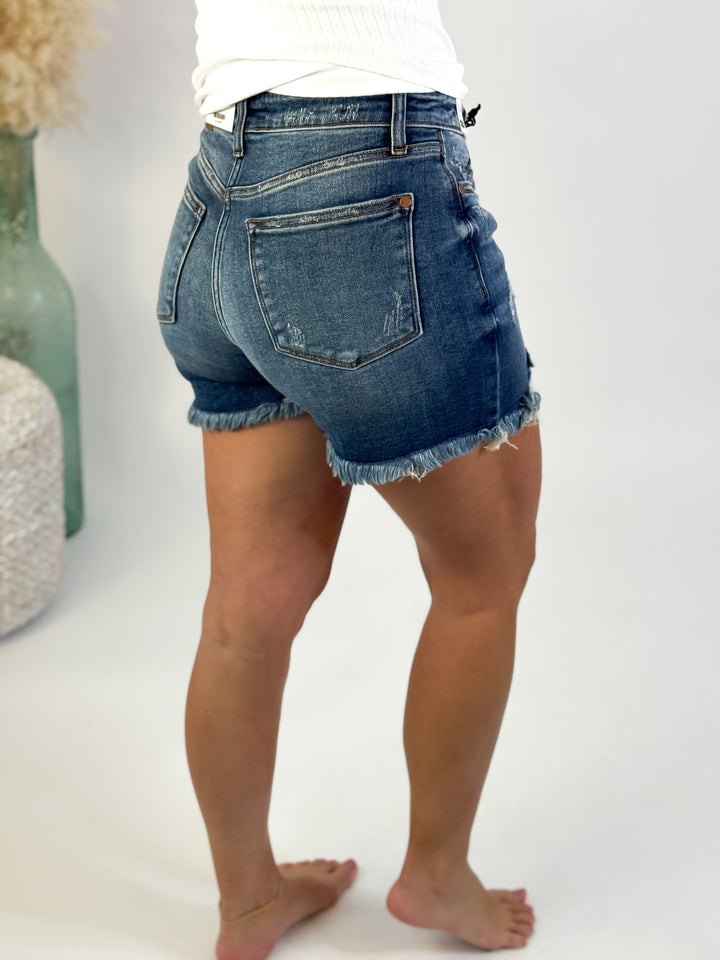 Judy Blue 2 Button Super Stretch Denim Dad Shorts