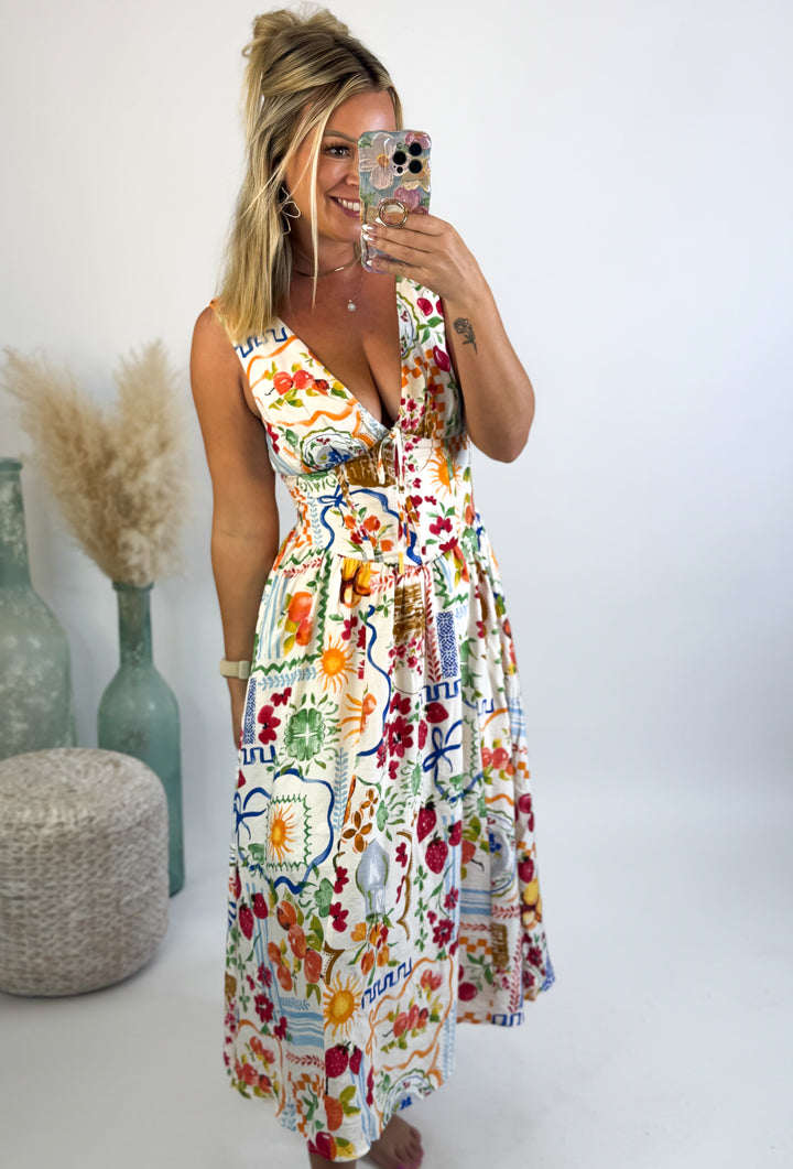 The Sweetest Thing Plunging Corset Midi Dress