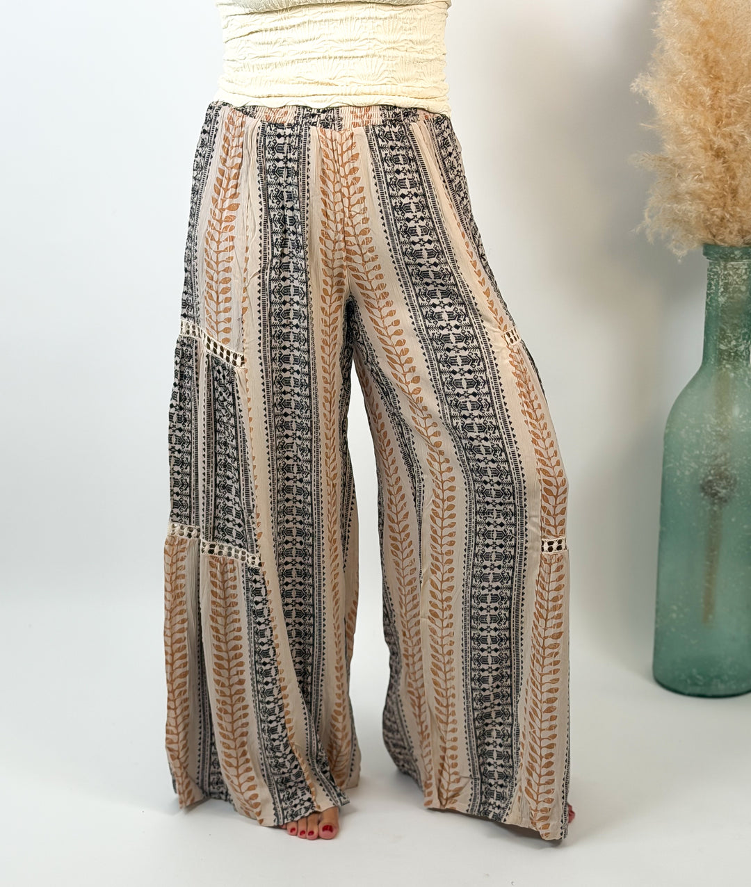Desert Willow Boho Wide Leg Palazzo Pants