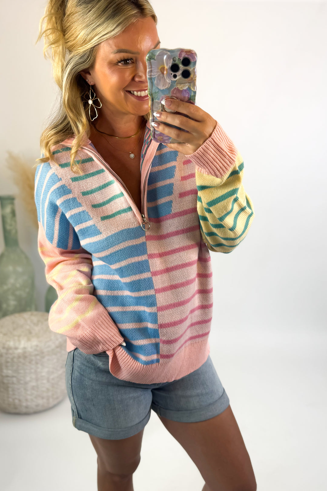 Sweet Escape Colorblock Quarter Zip