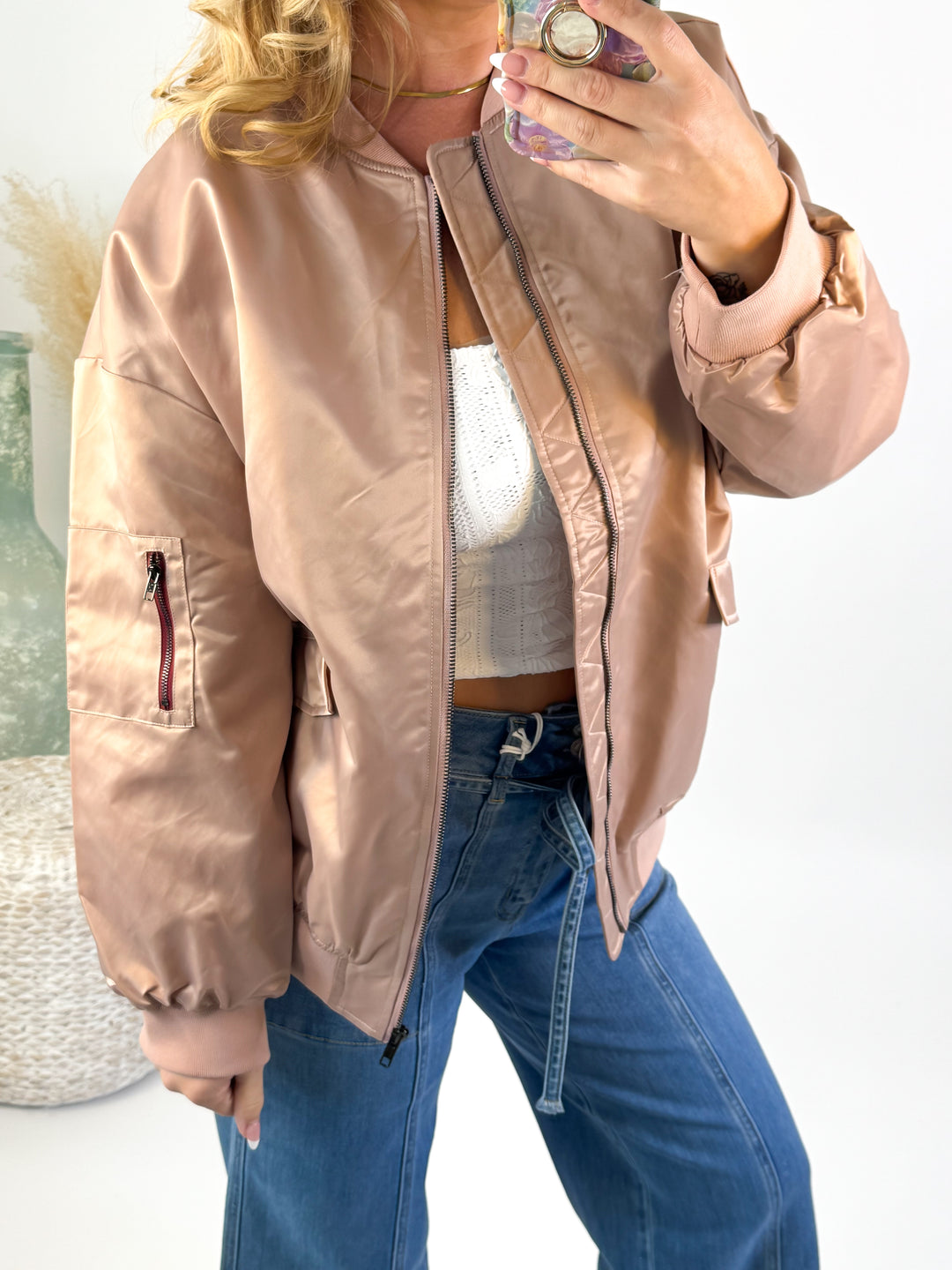 Blush Hour Bomber Jacket