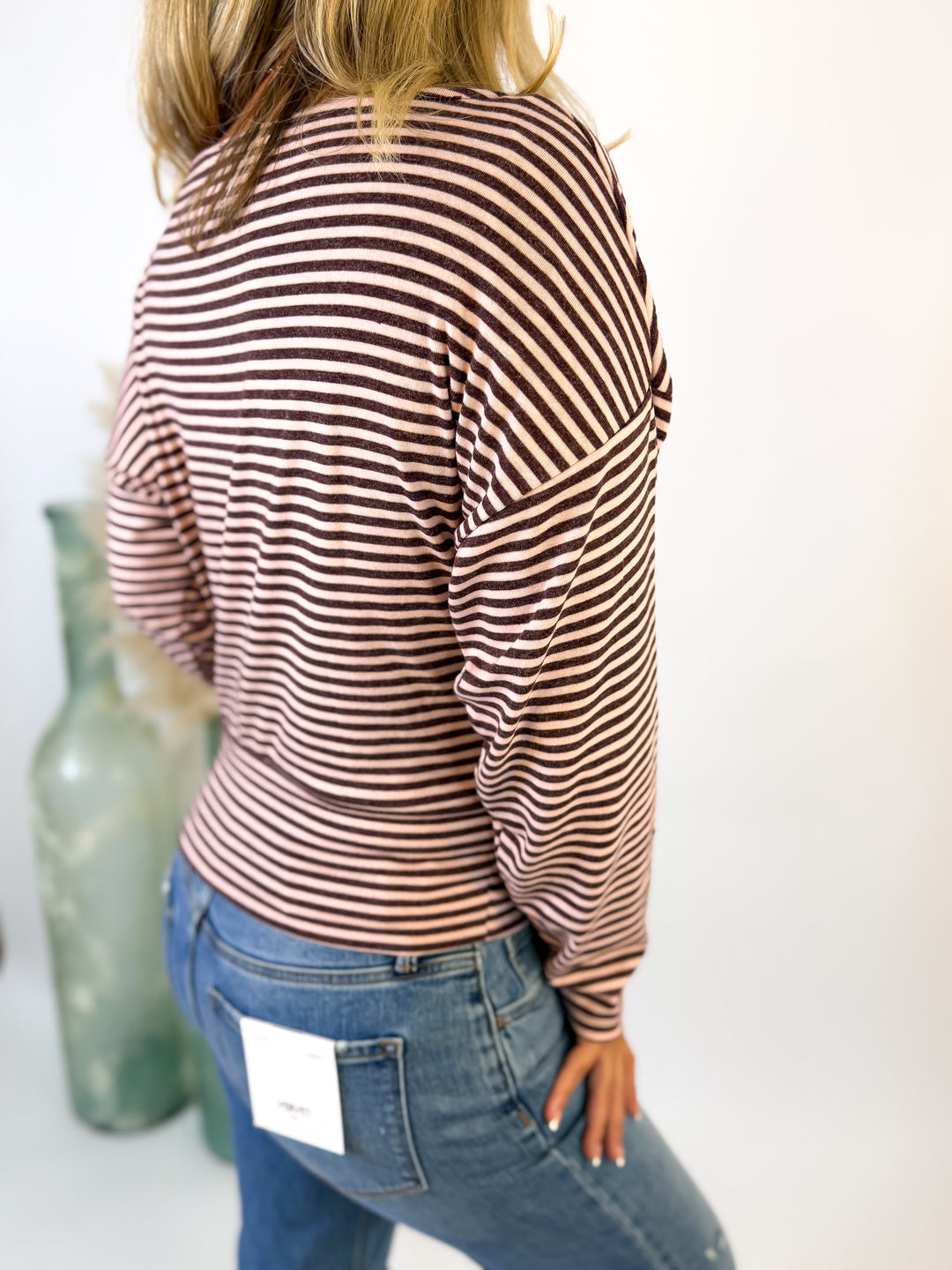 Easy Does It Striped Top Pink Wine