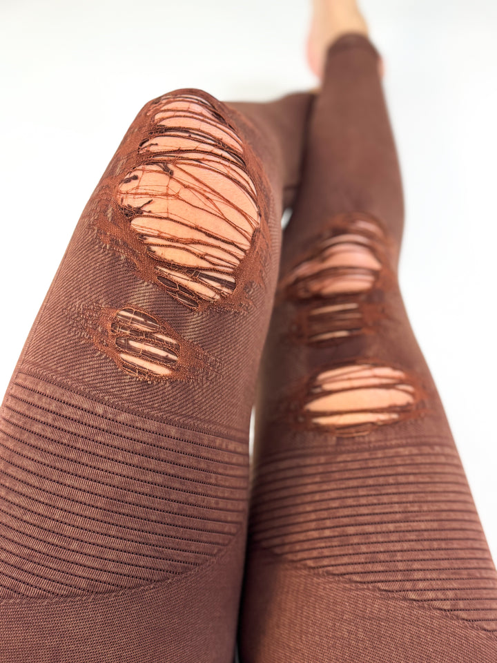 Brown Sugar Distressed Leggings