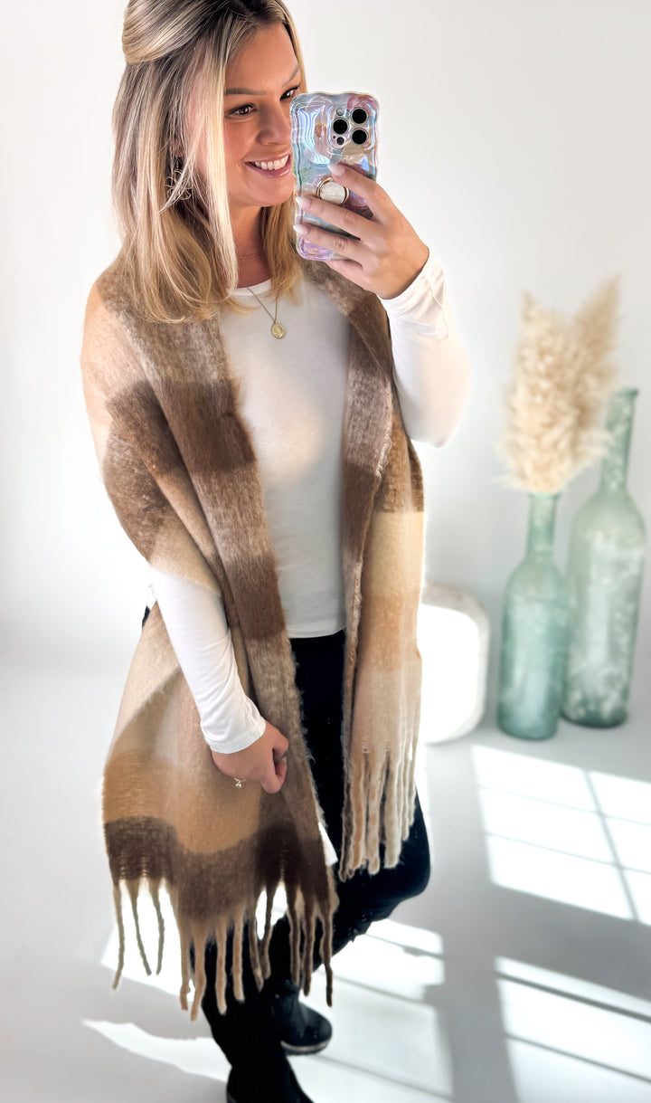 ⭐Door Buster⭐ Coffee Checker Pattern Scarf