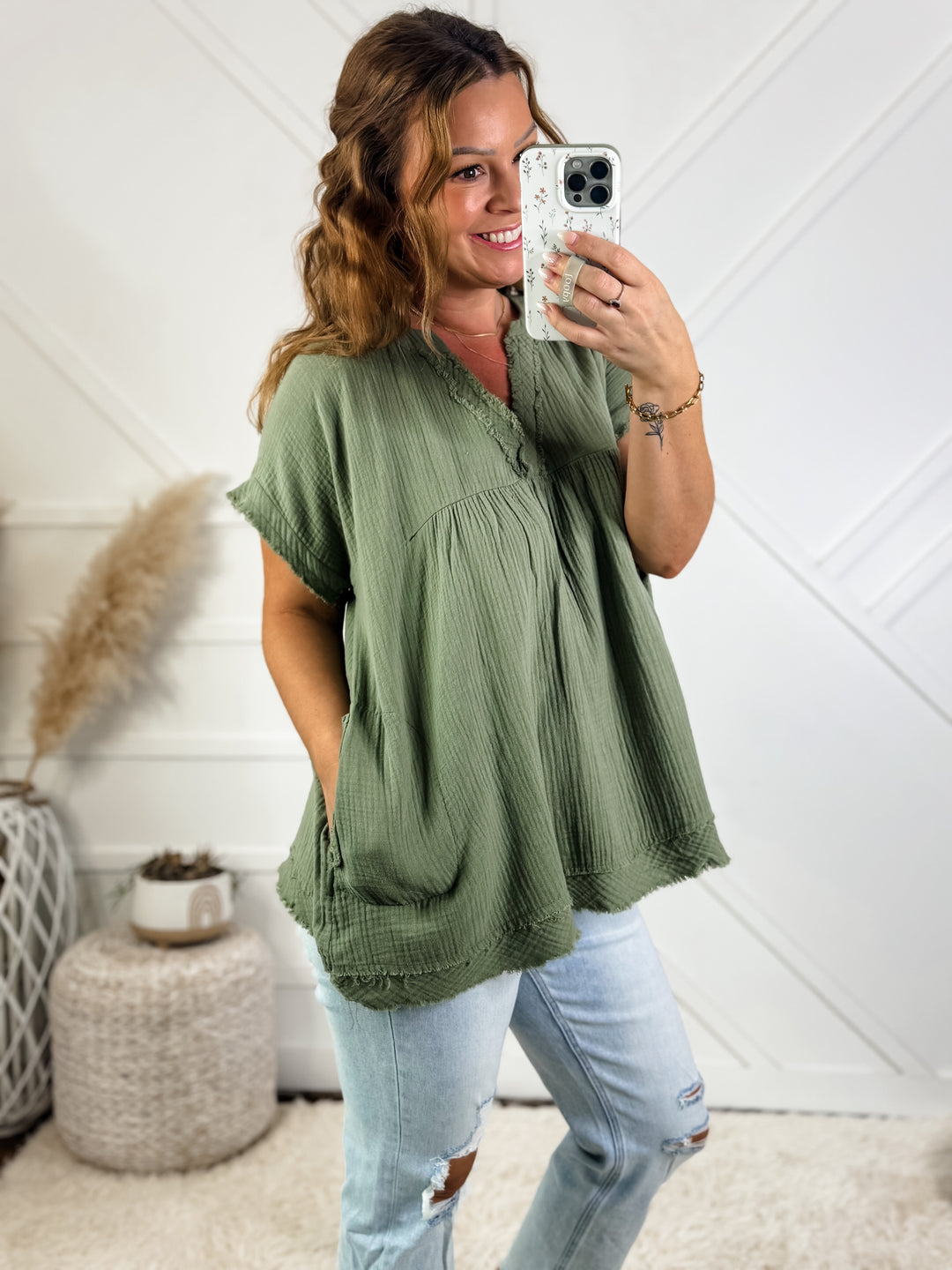 Jenna V Neck Shirt With Pockets