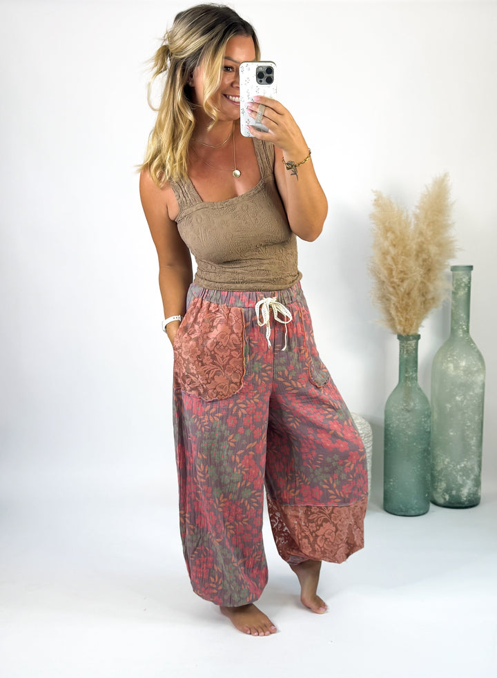 Boho Blossom Patch Pants
