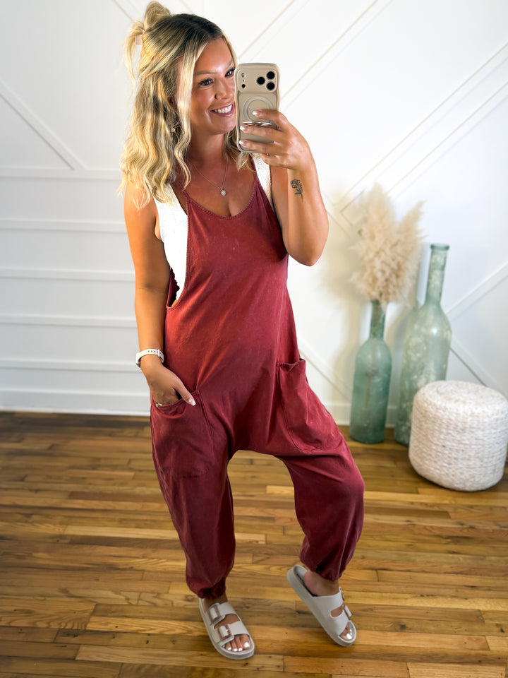 Scottie One Piece Romper Brick