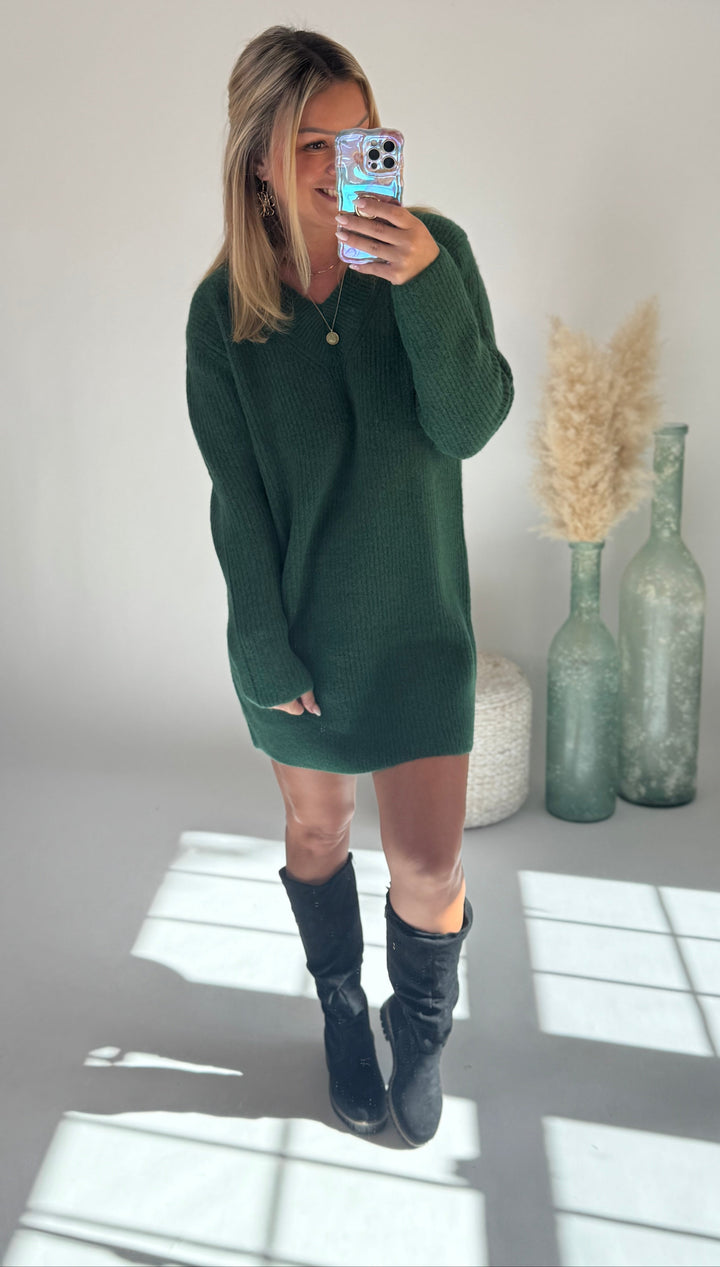 Evergreen Cozy Sweater Dress