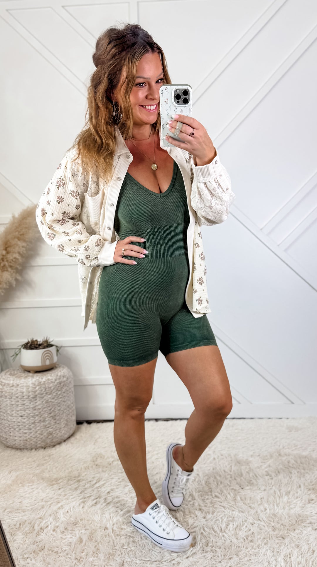 Marley Crossback V Neck Washed Romper