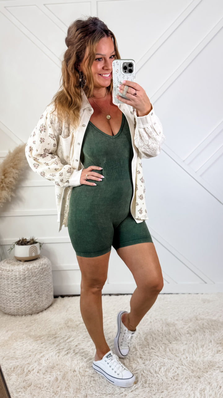 Marley Crossback V Neck Washed Romper