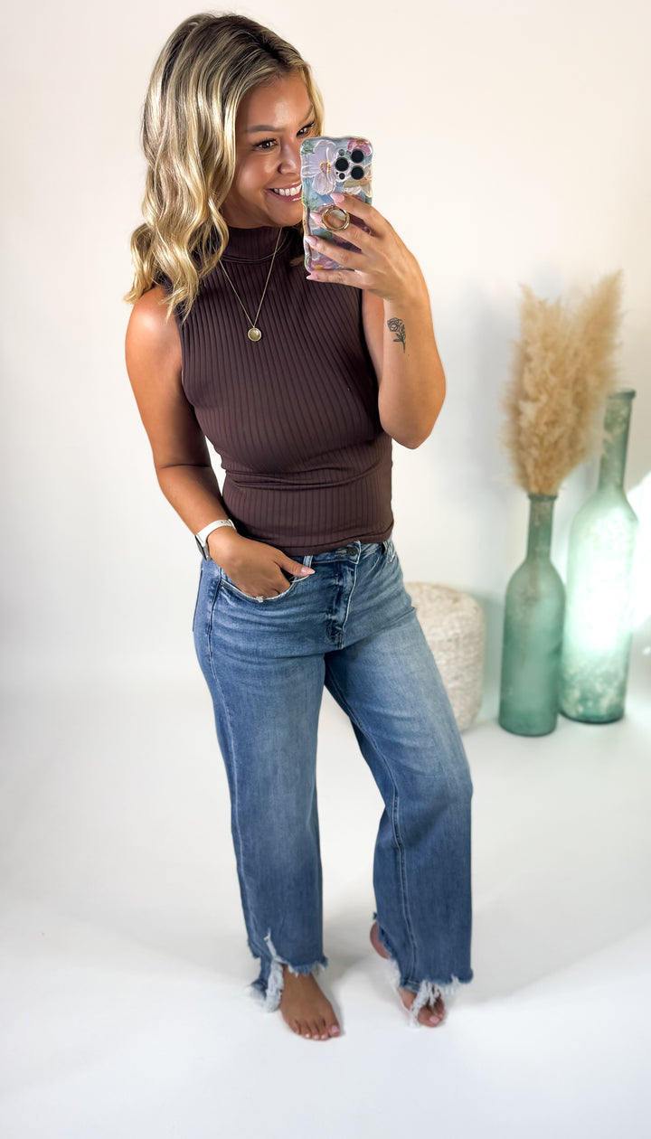 Cocoa Luxe Ribbed Mock Neck