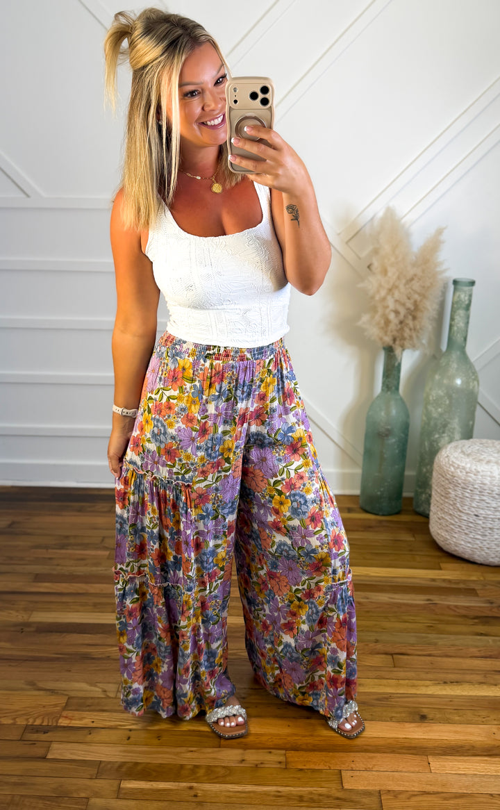 Flower Child Tiered Palazzo Pants