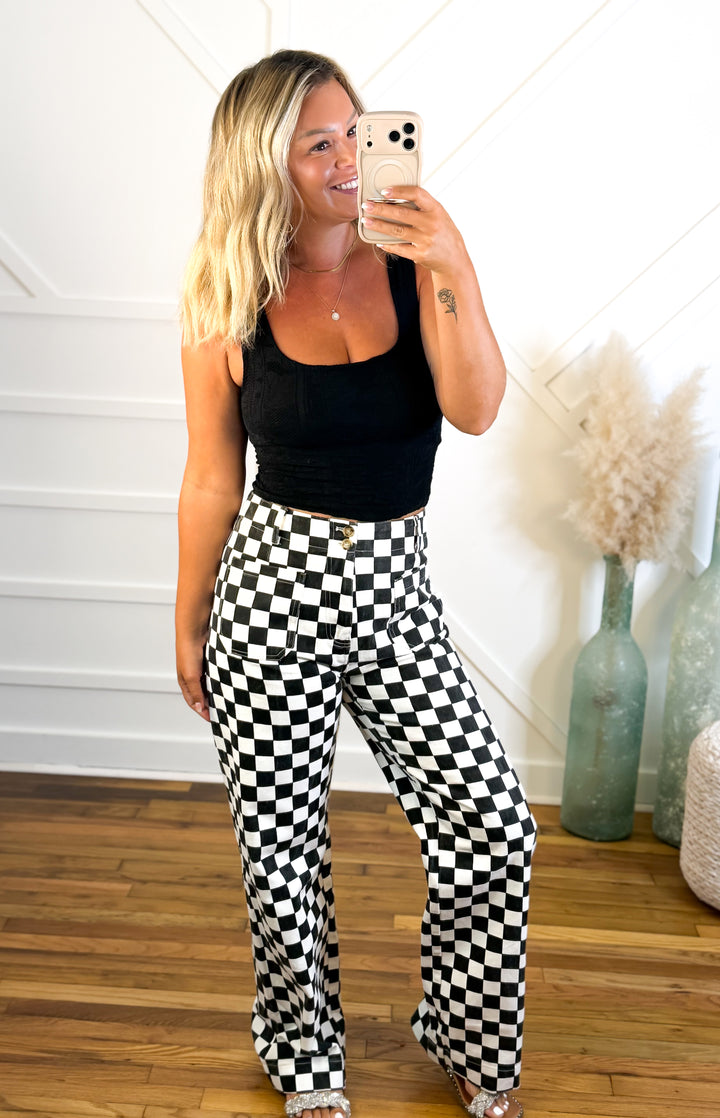 Checkmate Chic Wide Leg Pants