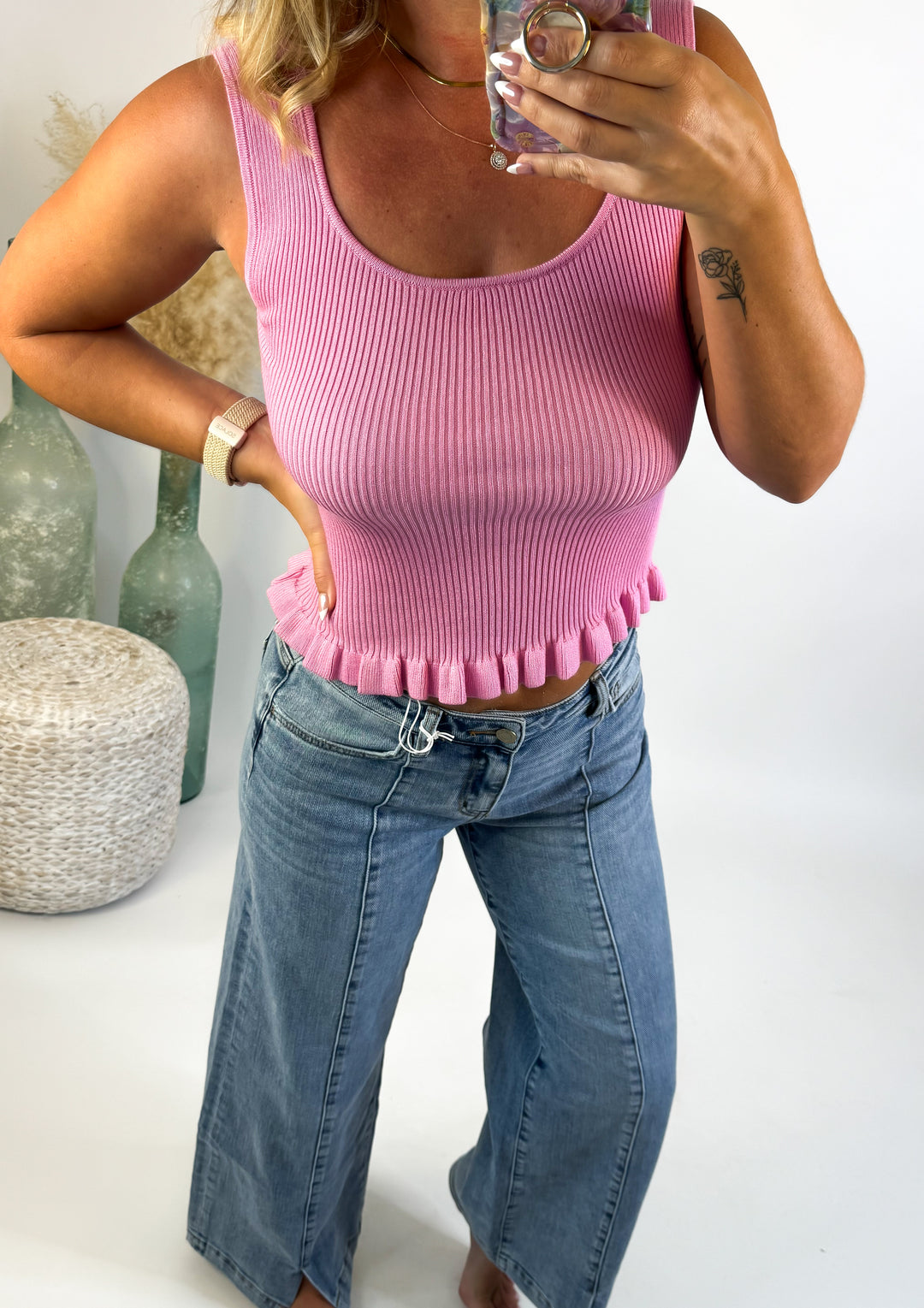 Pretty in Pink Ruffle Tank