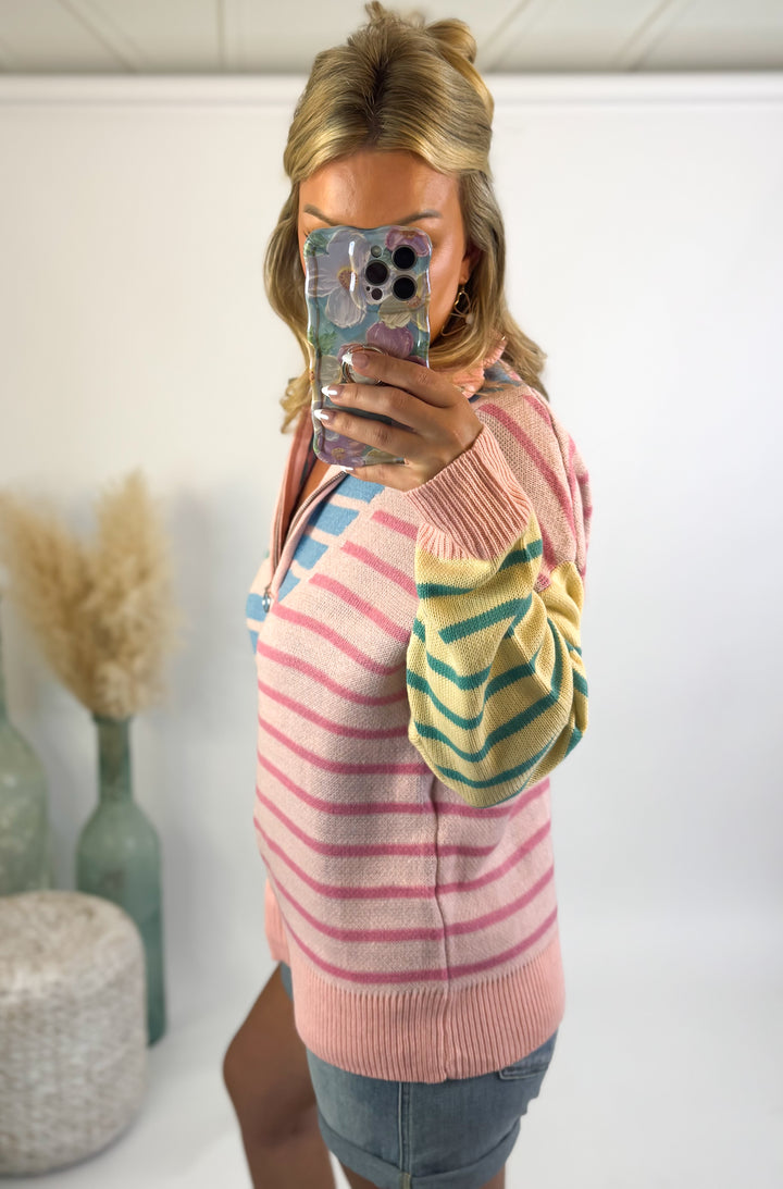Sweet Escape Colorblock Quarter Zip