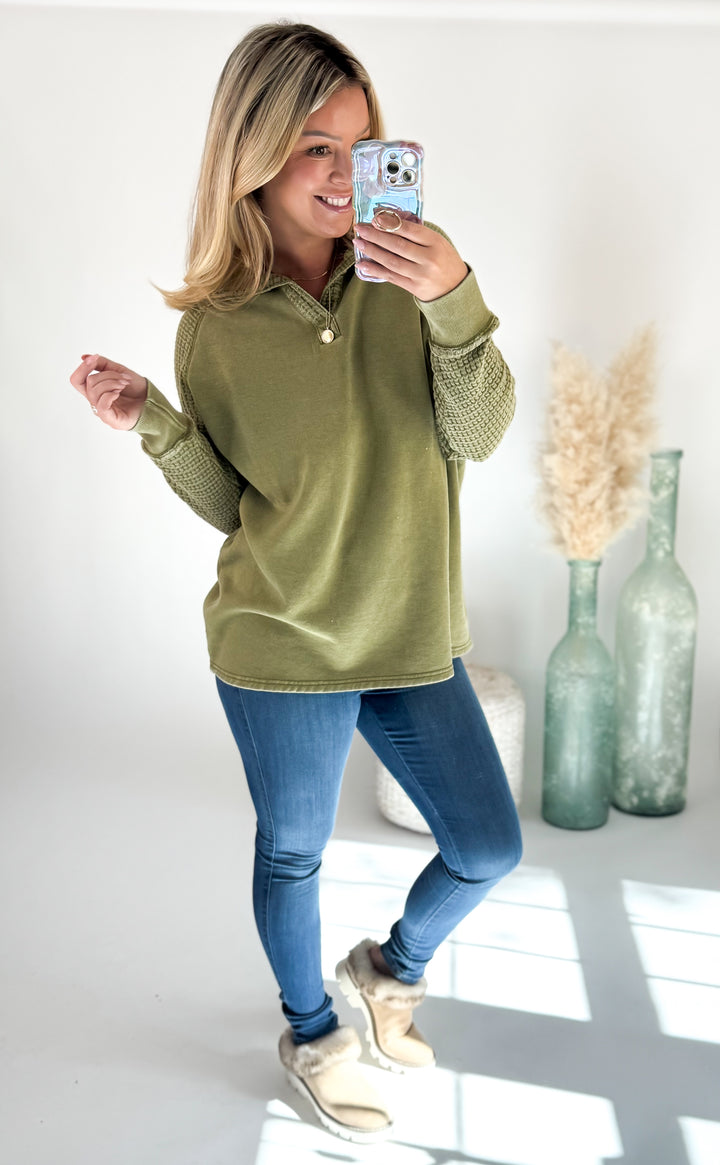 Olive Lane Waffle Henley