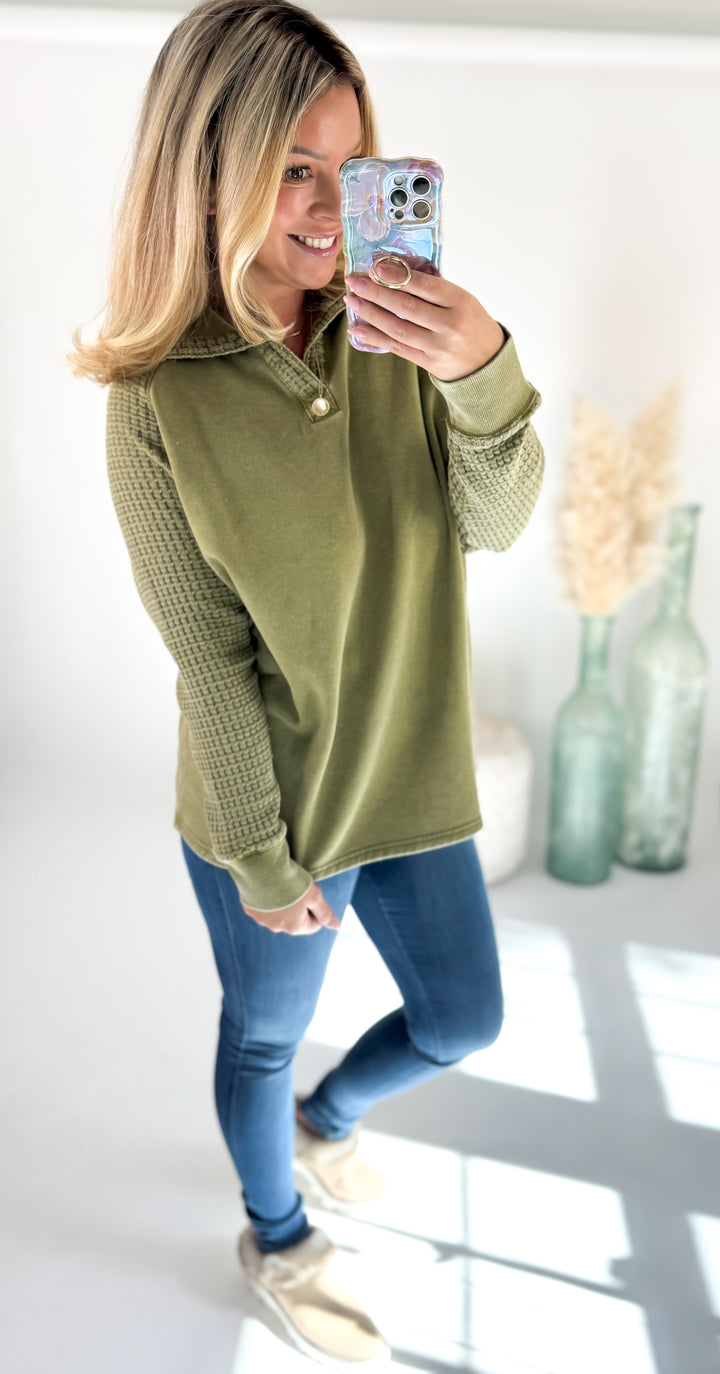 Olive Lane Waffle Henley