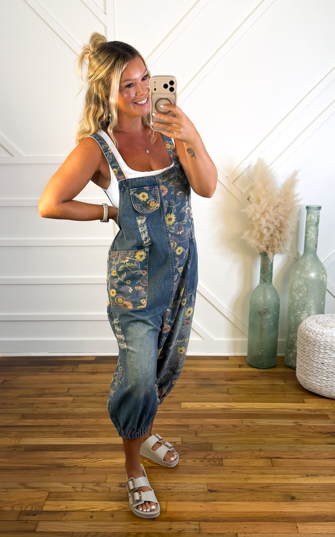 Flower Child Denim Overalls