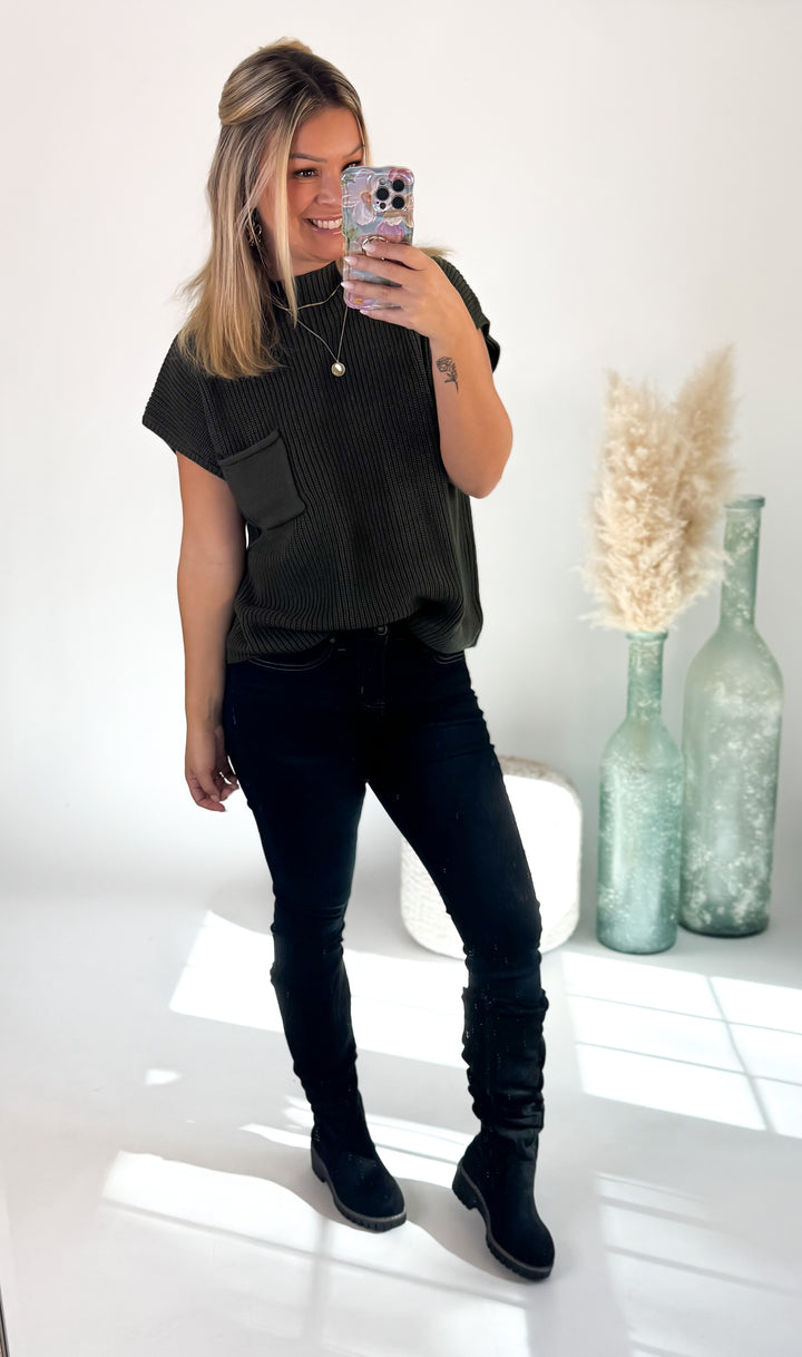 ⭐Door Buster⭐ Mistletoe Mock Neck Sweater Evergreen