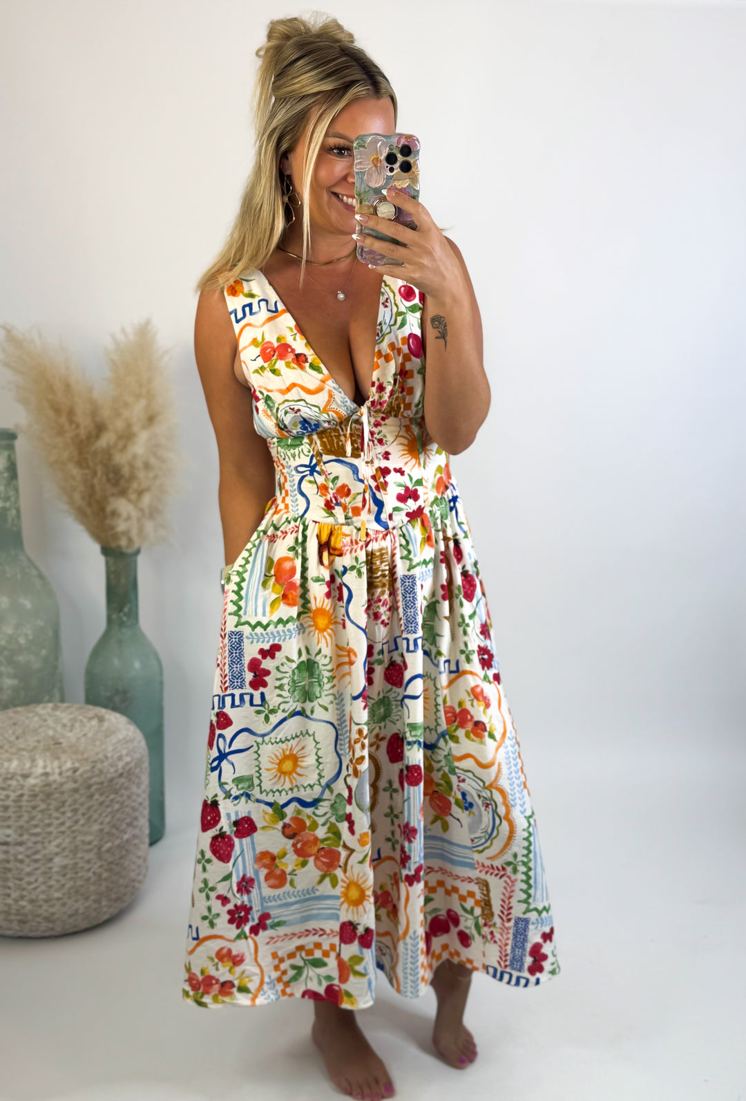 The Sweetest Thing Plunging Corset Midi Dress