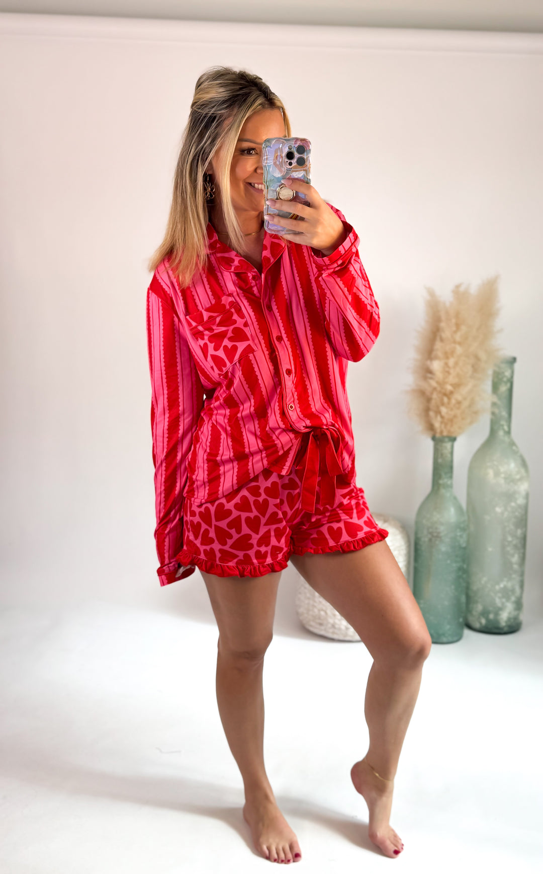 Heartfelt Stripes Ruffle Pajama Set