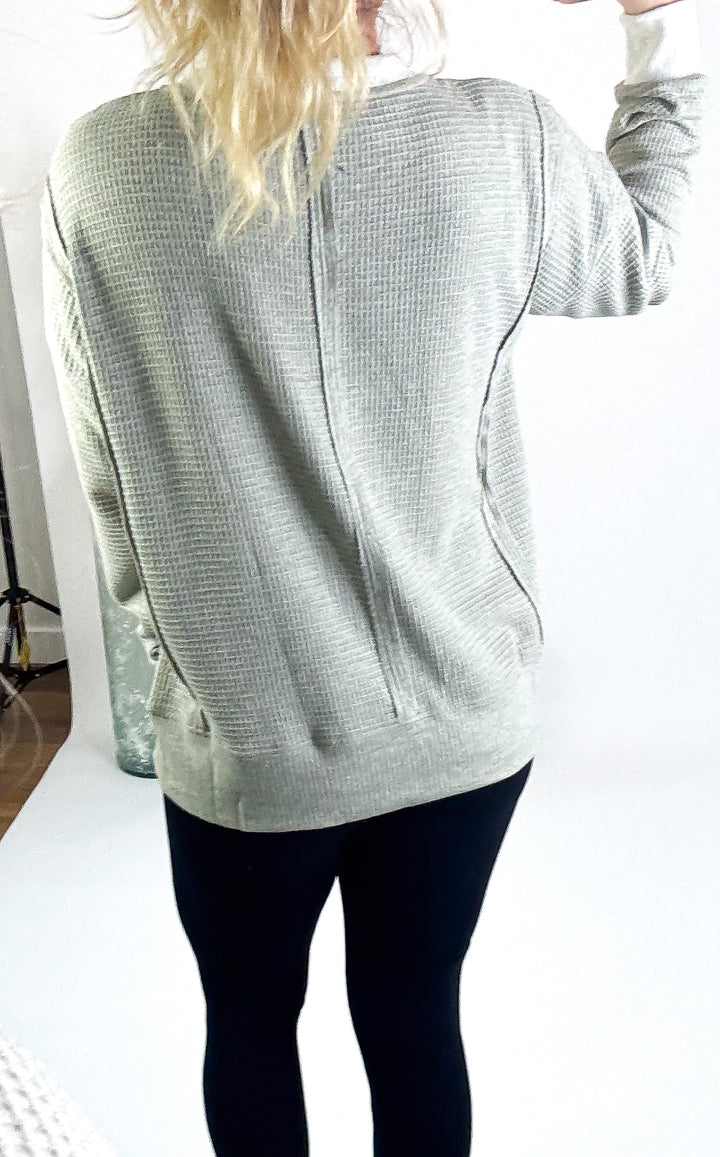The Sage Serenity Waffle Pullover