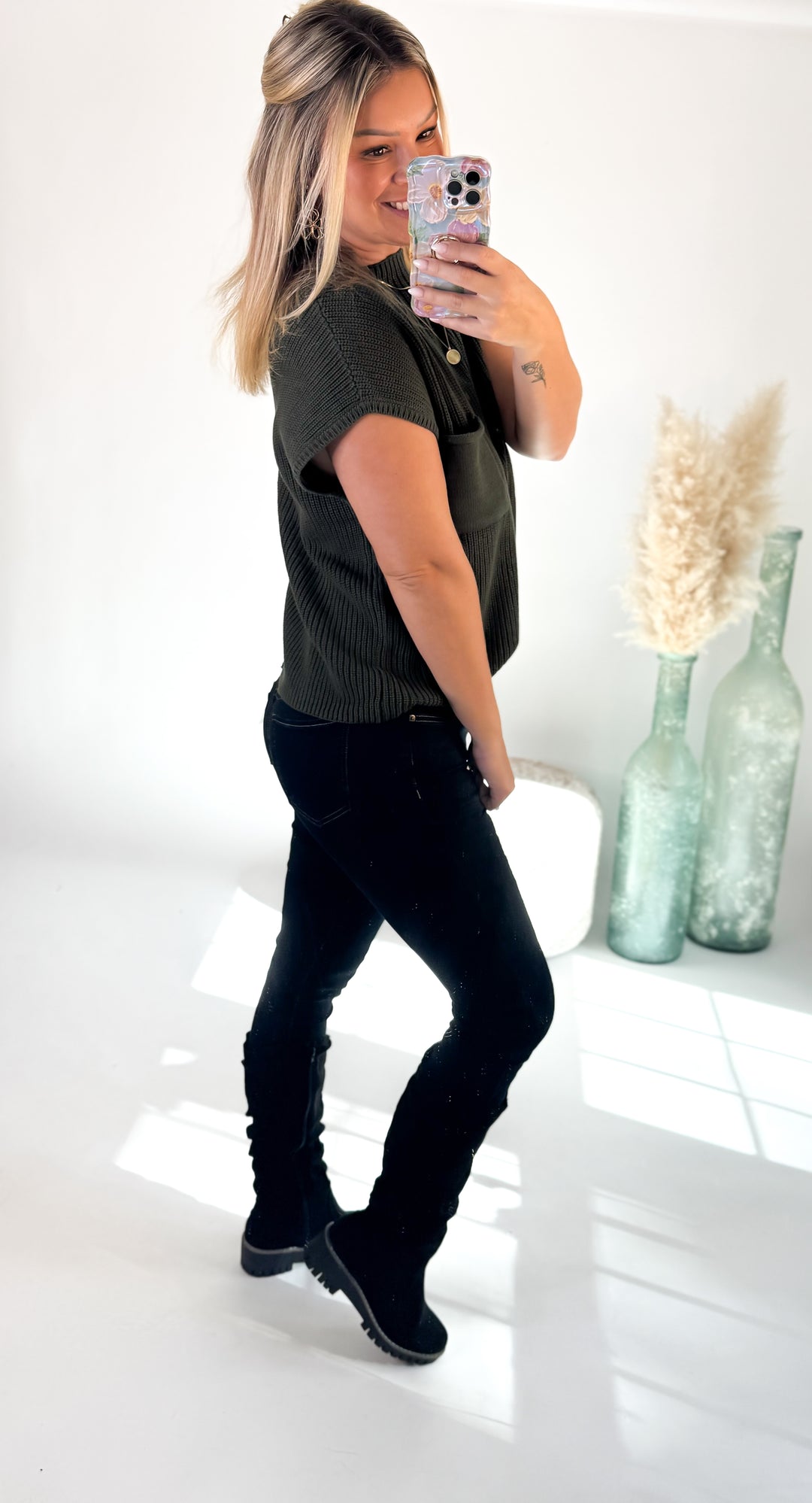 ⭐Door Buster⭐ Mistletoe Mock Neck Sweater Evergreen