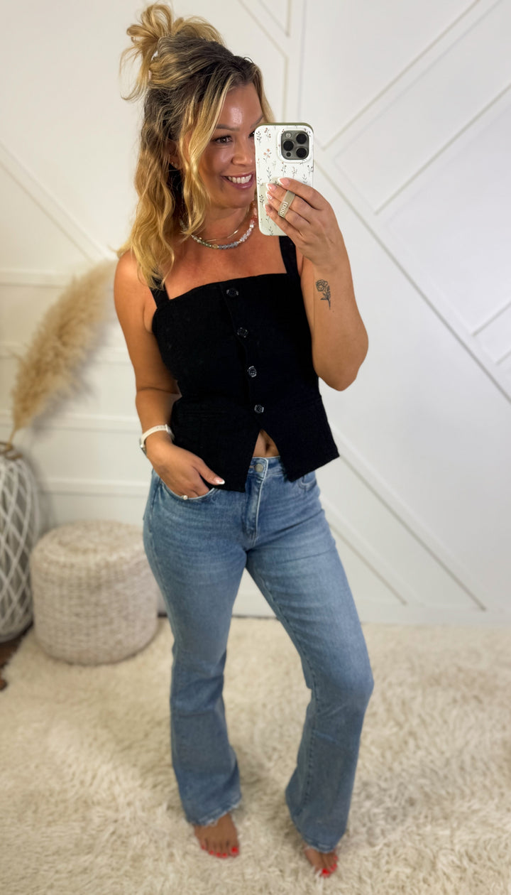 Midnight Muse Button Top