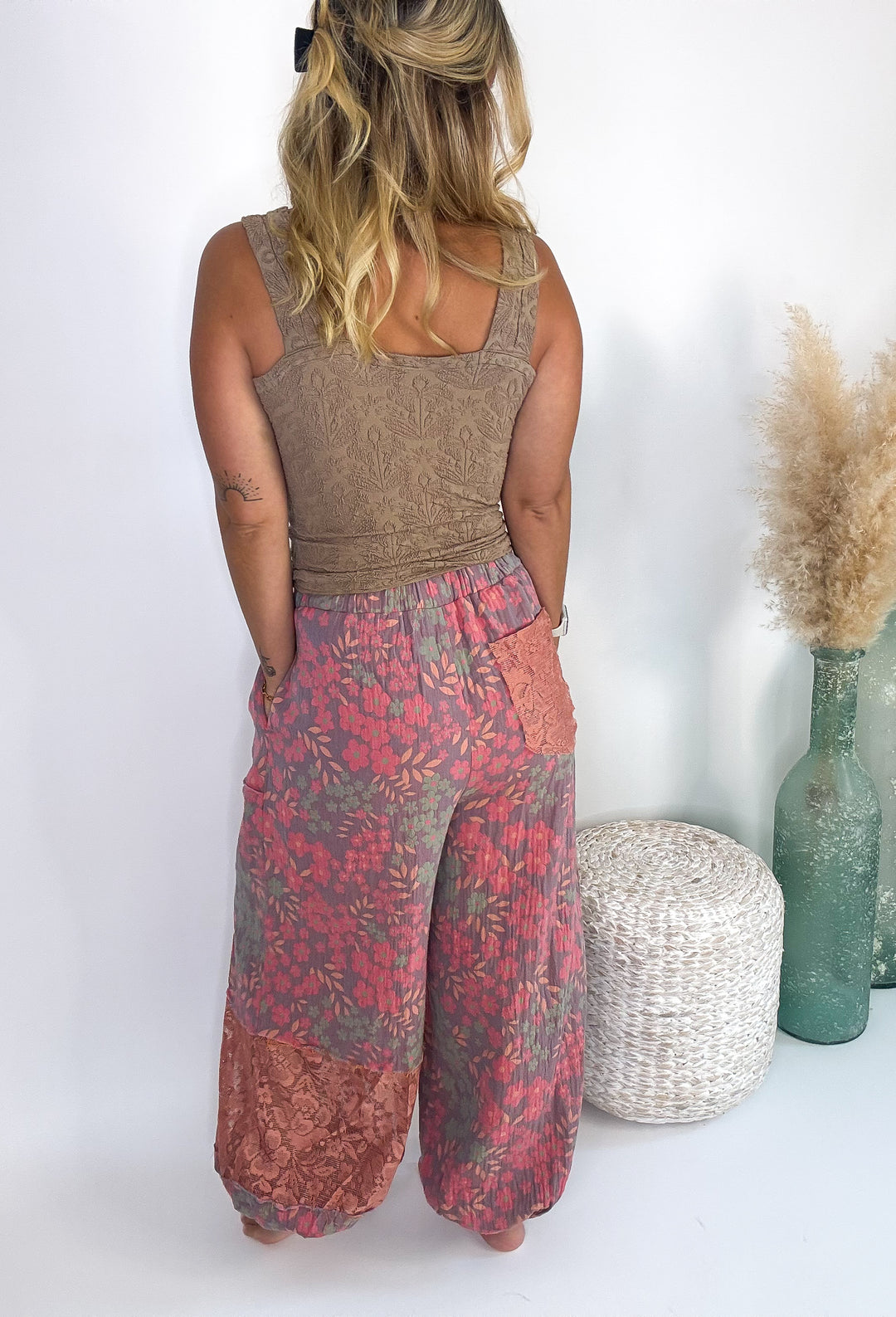 Boho Blossom Patch Pants